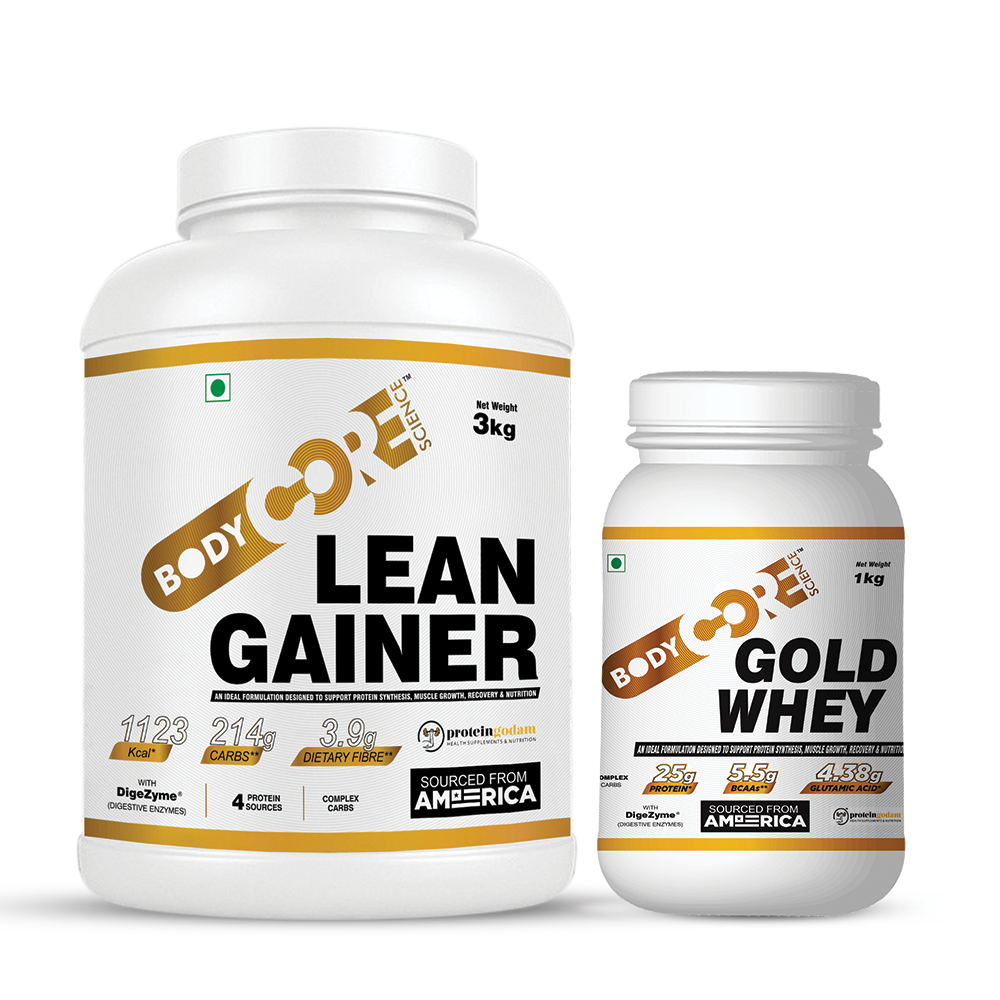 BCS Lean Gainer (3 Kg) + BCS Gold Whey White (1Kg) | Body Core Science