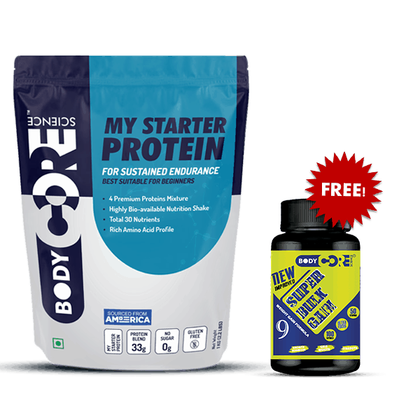 BCS My Starter Protein (1Kg) + BCS Super Bulk Gain (100 Capsules) | Body Core Science